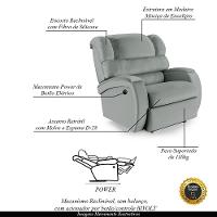Poltrona Do Papai Reclinável Napoli Controle Power Elétrico Pu Fh1 Cinza - 6