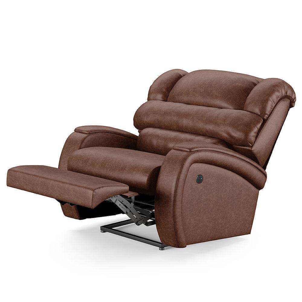 Poltrona Papai Reclinável Napoli Contr Power Elétrico Usb Pu Brilho Fh1 Marrom - 2