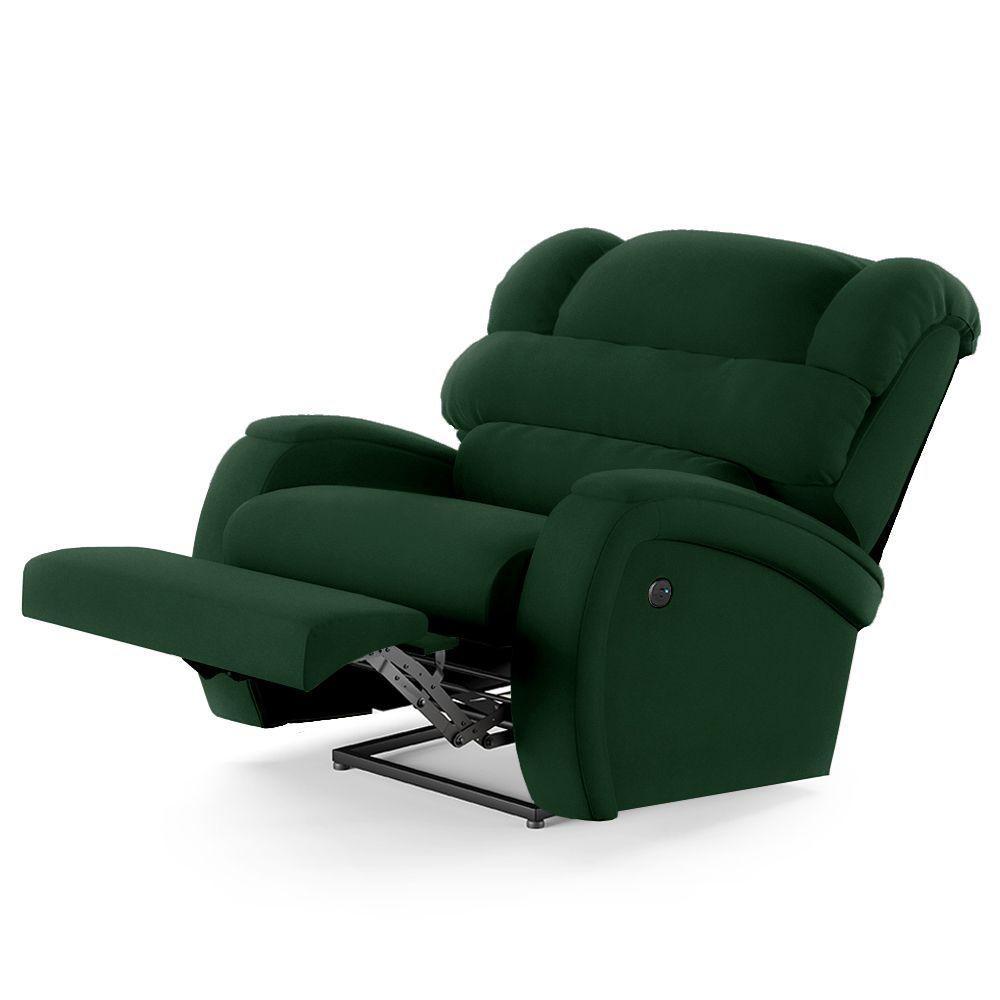Poltrona Do Papai Reclinável Napoli Controle Power Elétrico Usb Veludo Fh1 Verde - 2