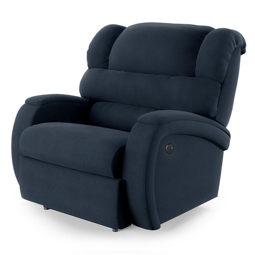 Poltrona Do Papai Reclinável Napoli Controle Power Elétrico Usb Veludo Fh1 Azul - 1