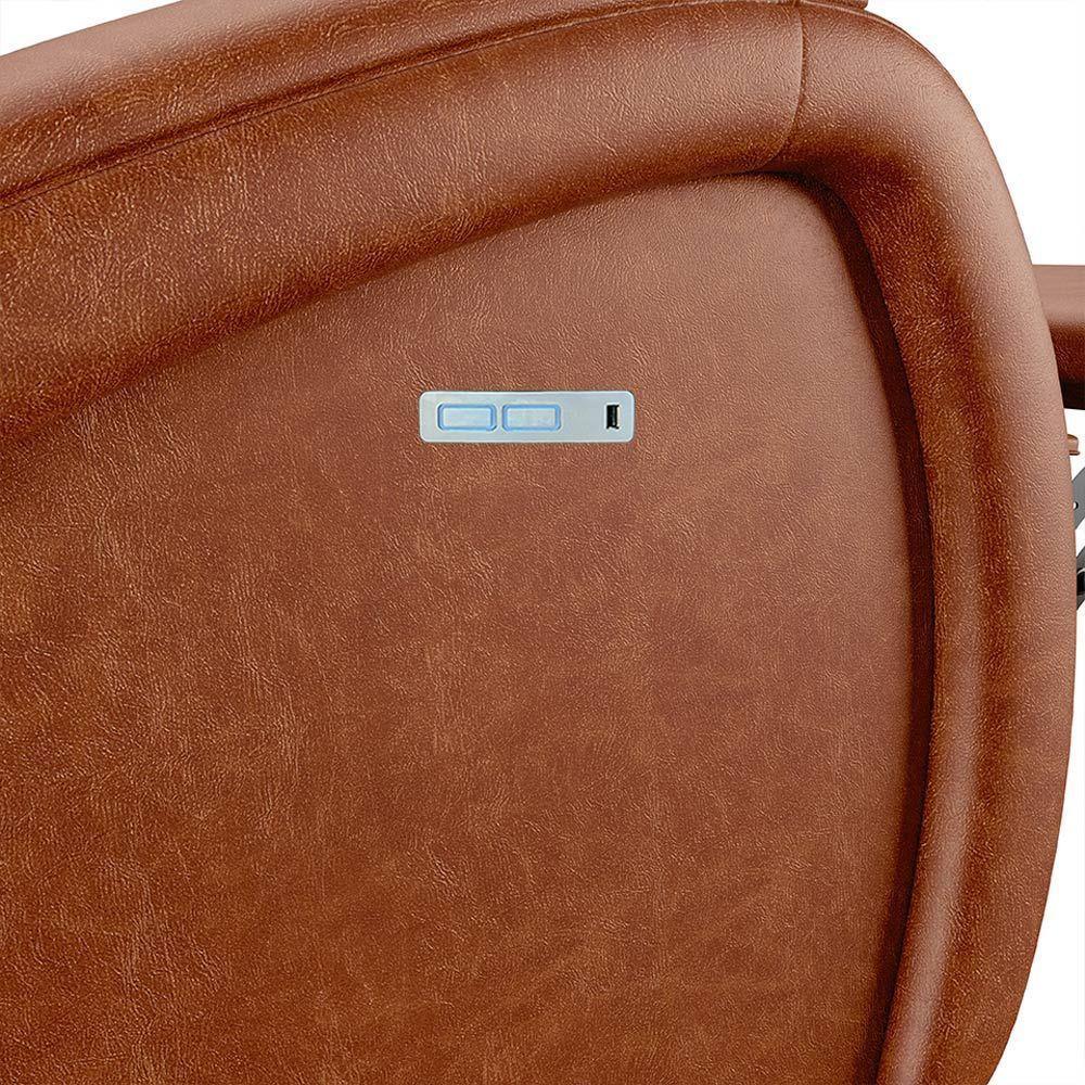 Poltrona Do Papai Reclinável Napoli Elétrica Botão Led Pu Caramelo Brilho Fh1 - 4