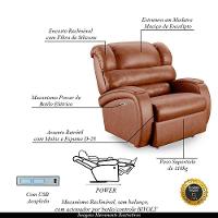 Poltrona Do Papai Reclinável Napoli Elétrica Botão Led Pu Caramelo Brilho Fh1 - 6