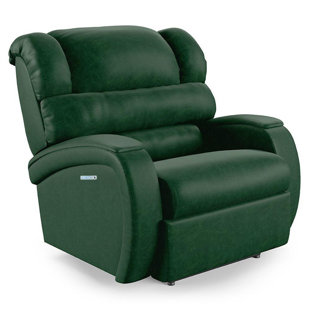 Poltrona Do Papai Reclinável Napoli Elétrica Botão Led Pu Verde Musgo Fh1 - 1