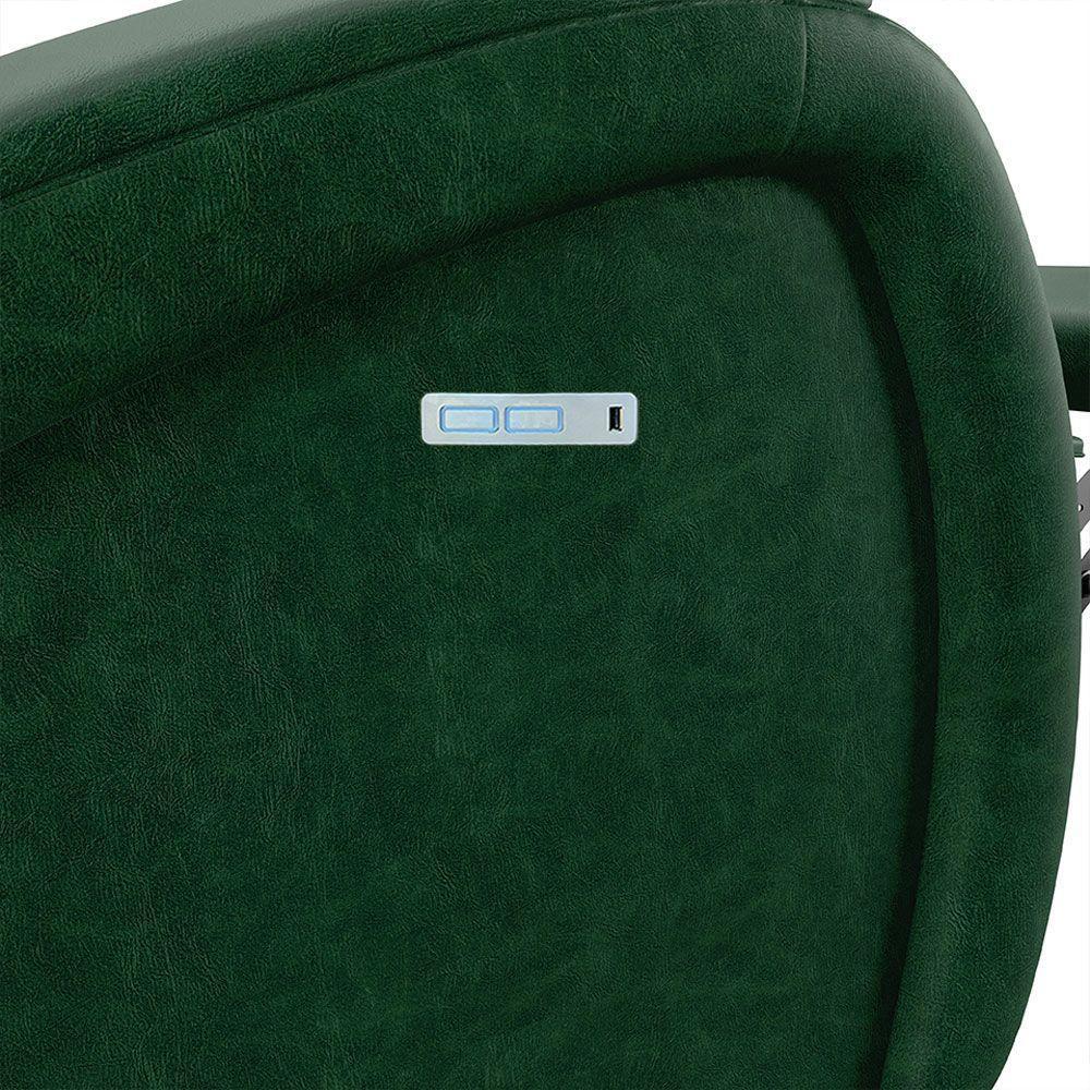 Poltrona Do Papai Reclinável Napoli Elétrica Botão Led Pu Fh1 Verde - 2