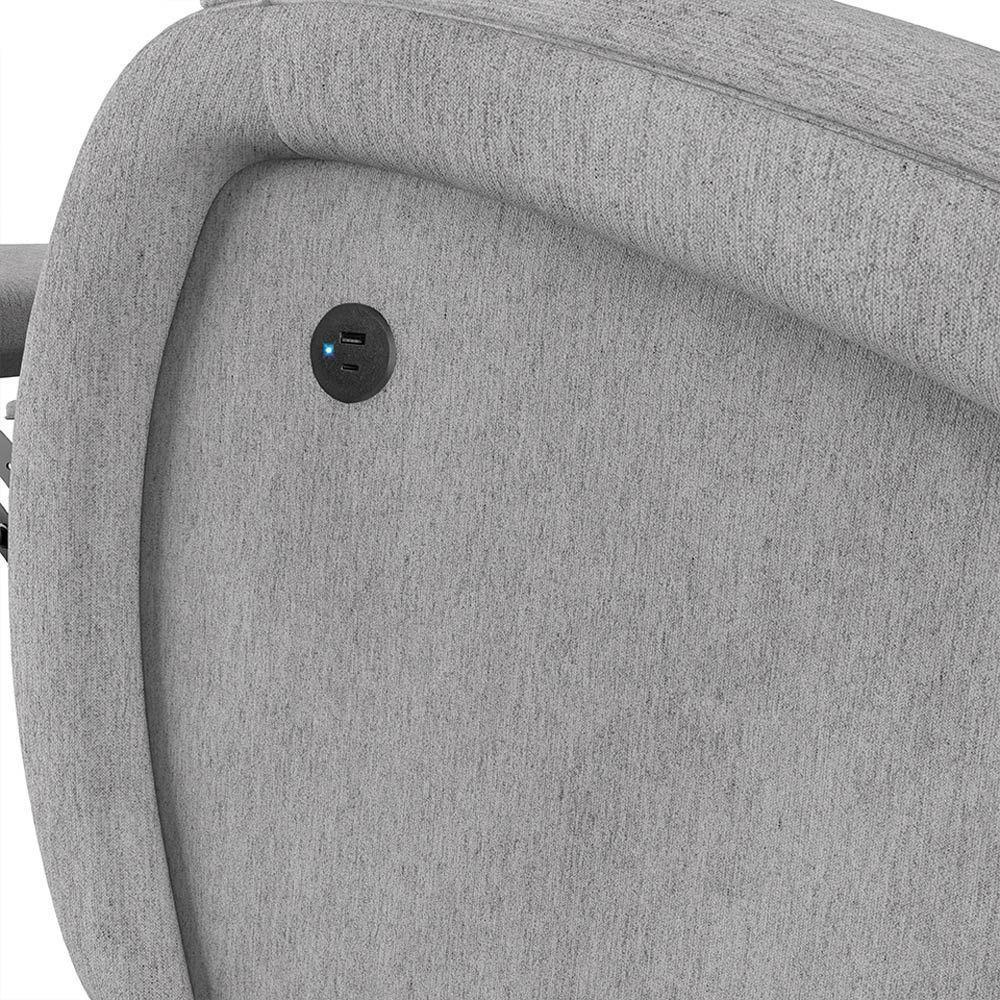 Poltrona Do Papai Reclinável Napoli Controle Power Elétrico Usb Linho Cinza Fh1 - 4