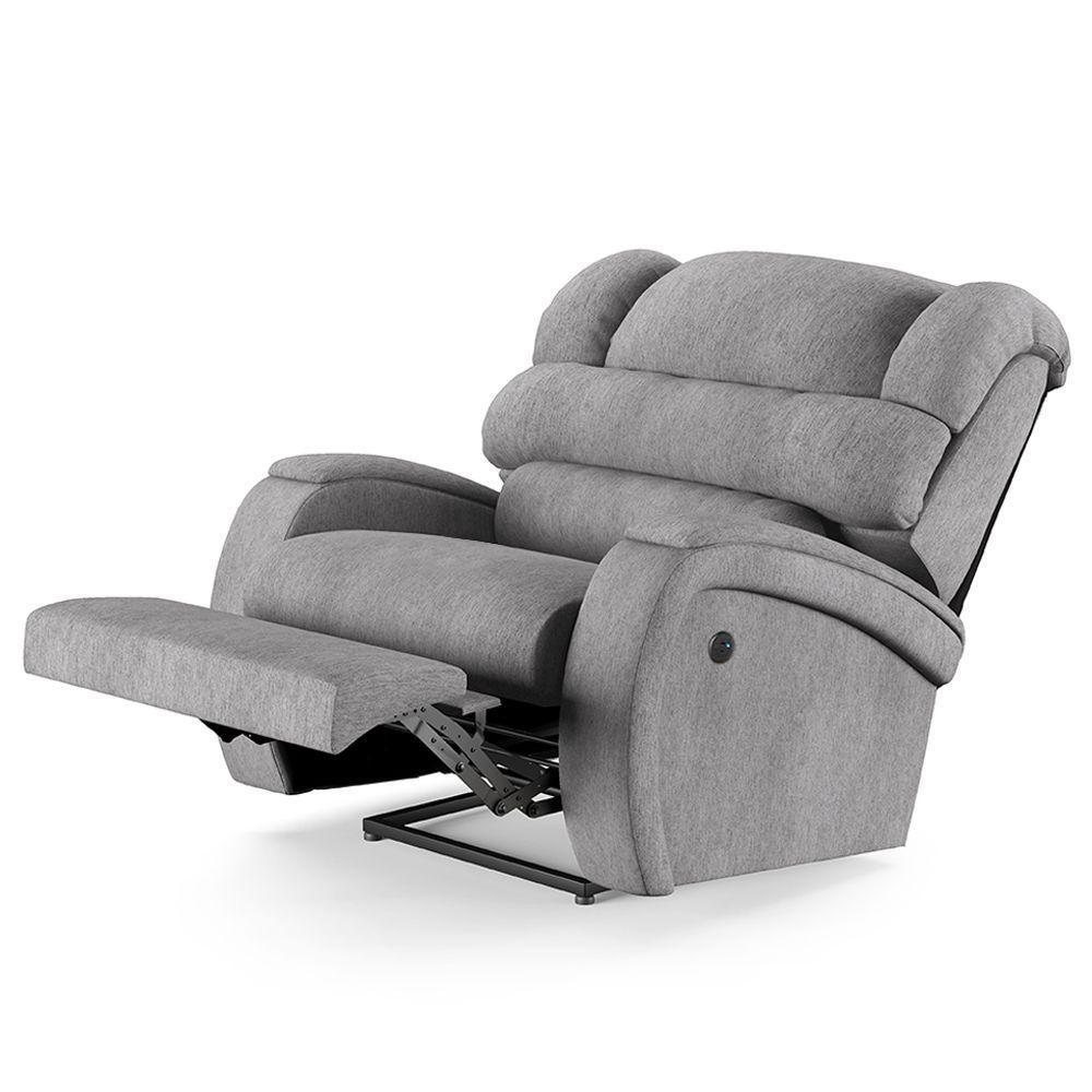 Poltrona Do Papai Reclinável Napoli Controle Power Elétrico Usb Linho Fh1 Cinza - 8