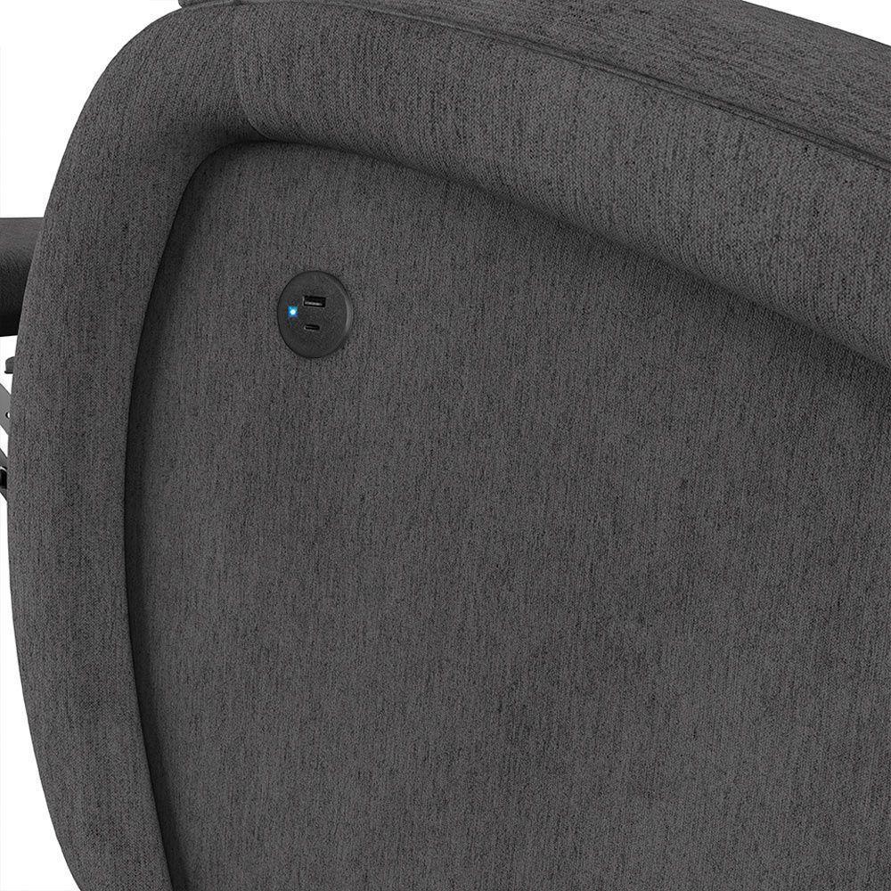 Poltrona Do Papai Reclinável Napoli Elétrica Botão Led Linho Grafite Fh1 - 4