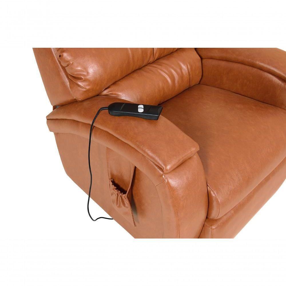 Poltrona Cadeira Reclinável Imperial Motorizada Massageadora Com Lift Courissimo Caramelo - 3