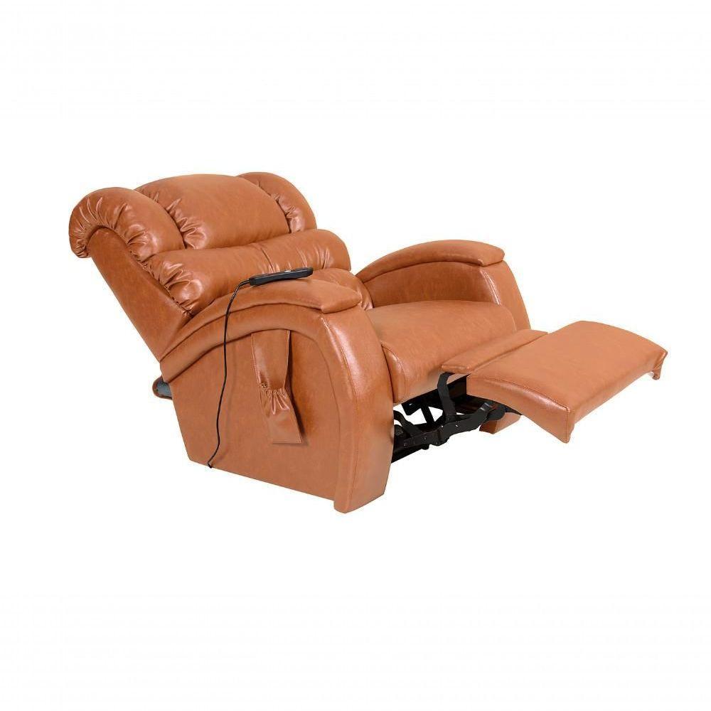 Poltrona Cadeira Reclinável Imperial Motorizada Massageadora Com Lift Courissimo Caramelo - 4