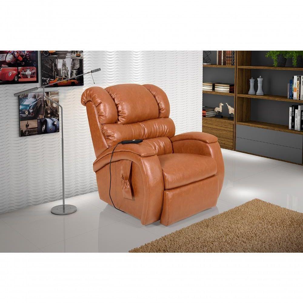 Poltrona Cadeira Reclinável Imperial Motorizada Massageadora Com Lift Courissimo Caramelo - 8