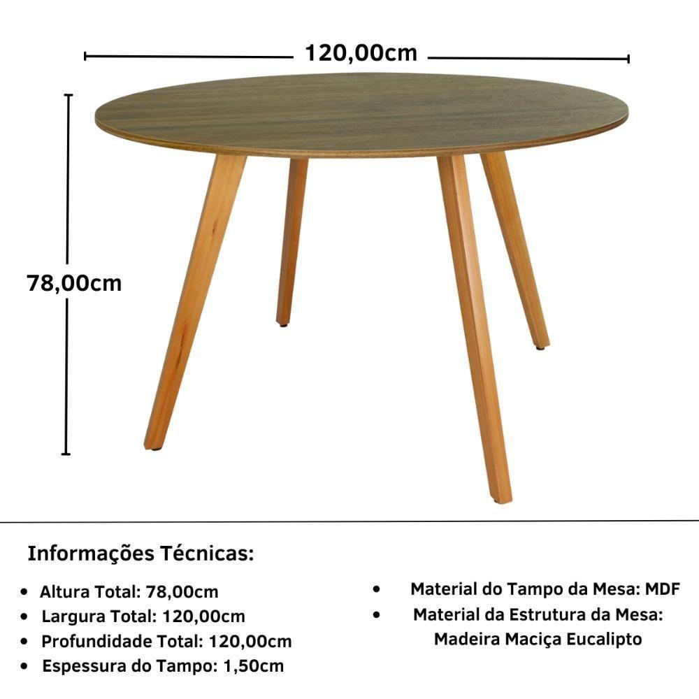 Conjunto Mesa De Jantar Redonda Laura 120cm Natural Com 4 Cadeiras Allegra - Azul - 5