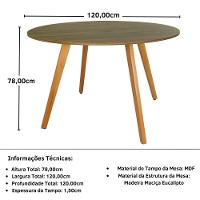 Conjunto Mesa De Jantar Redonda Laura 120cm Natural Com 4 Cadeiras Allegra - Azul - 5