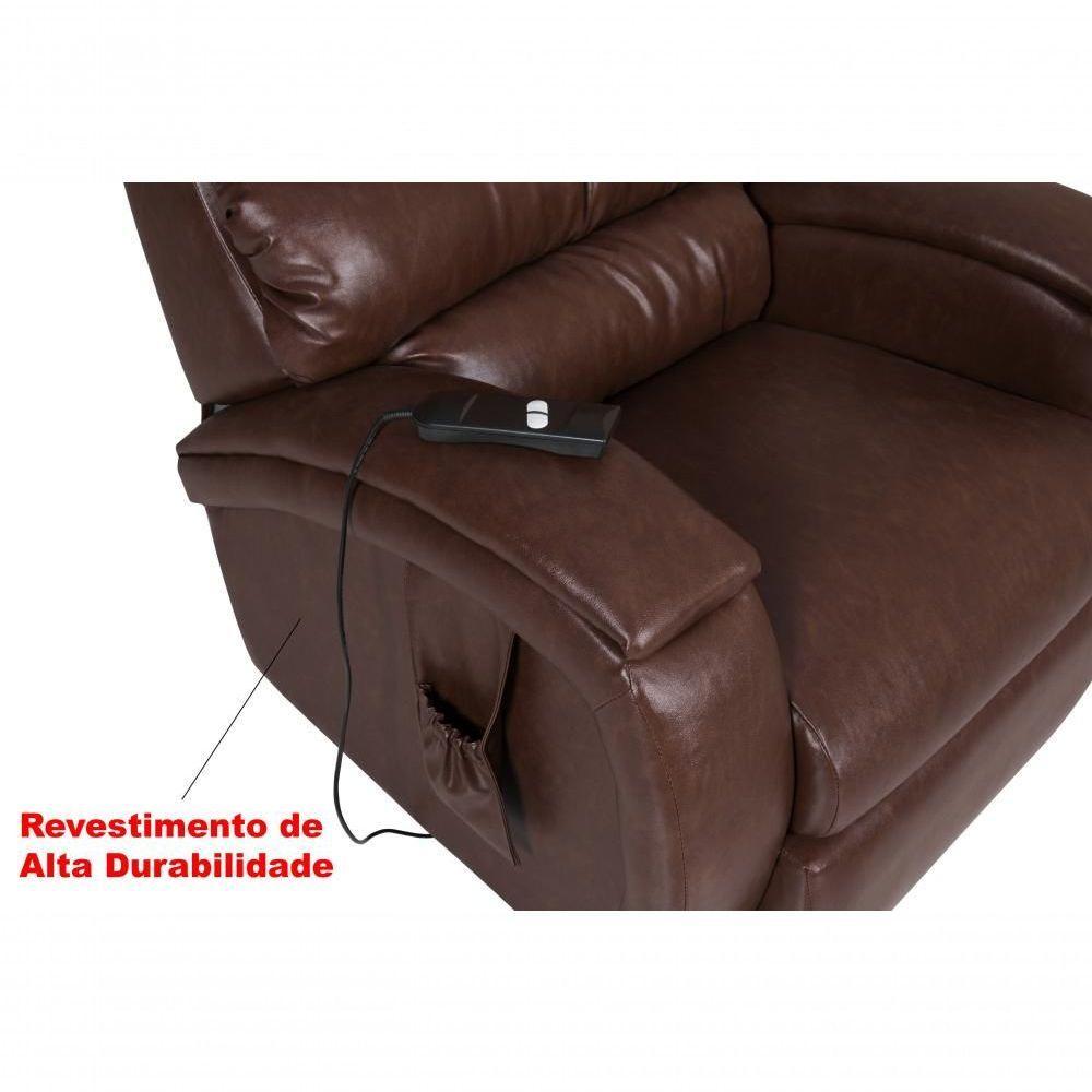 Poltrona Cadeira Reclinável Imperial Motorizada Massageadora Com Lift Courissimo Marrom - 3