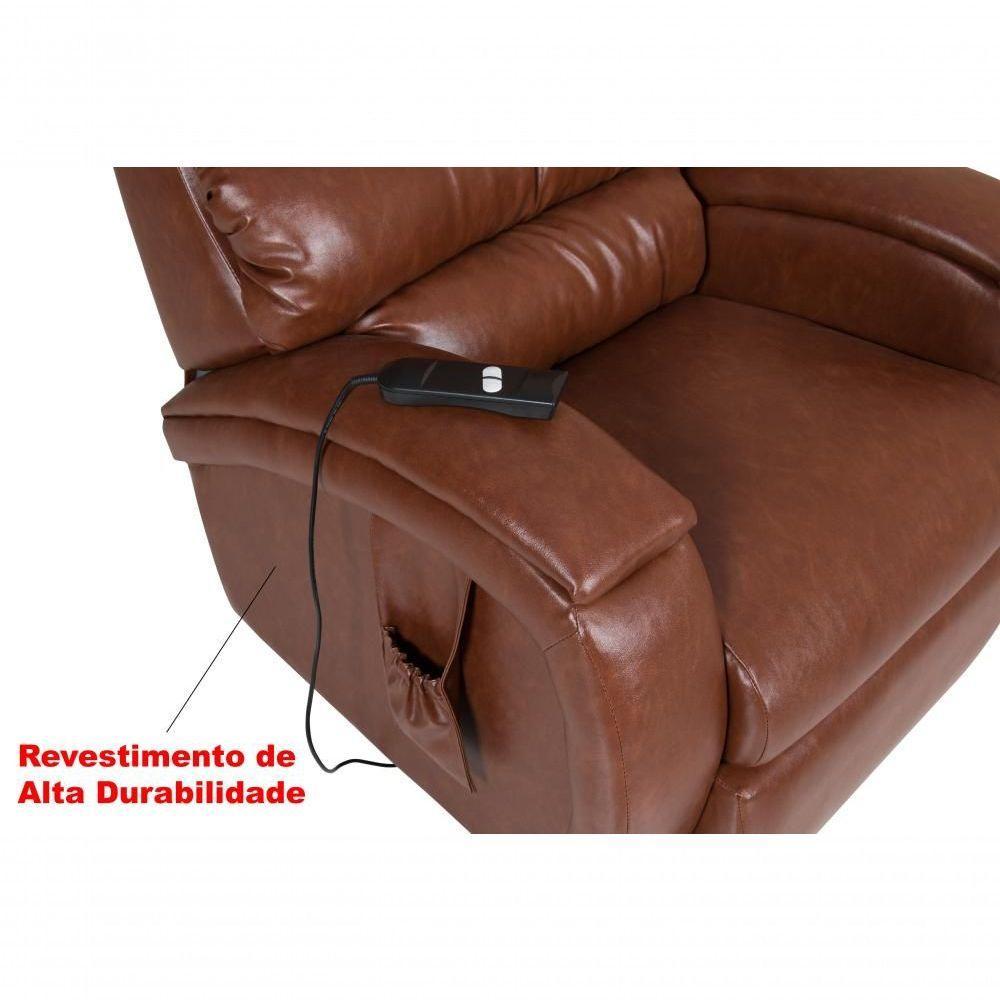 Poltrona Cadeira Reclinável Imperial Motorizada Massageadora Com Lift Courissimo Pinhão - 3