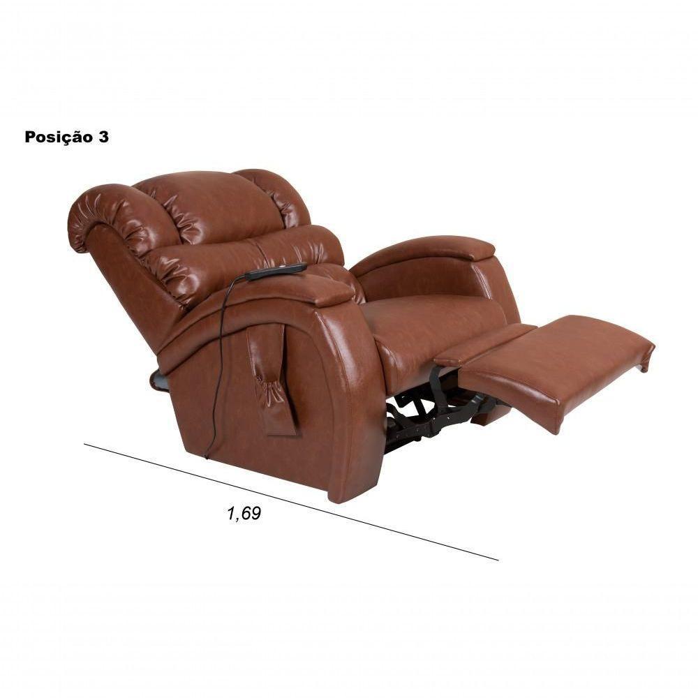 Poltrona Cadeira Reclinável Imperial Motorizada Massageadora Com Lift Courissimo Pinhão - 4