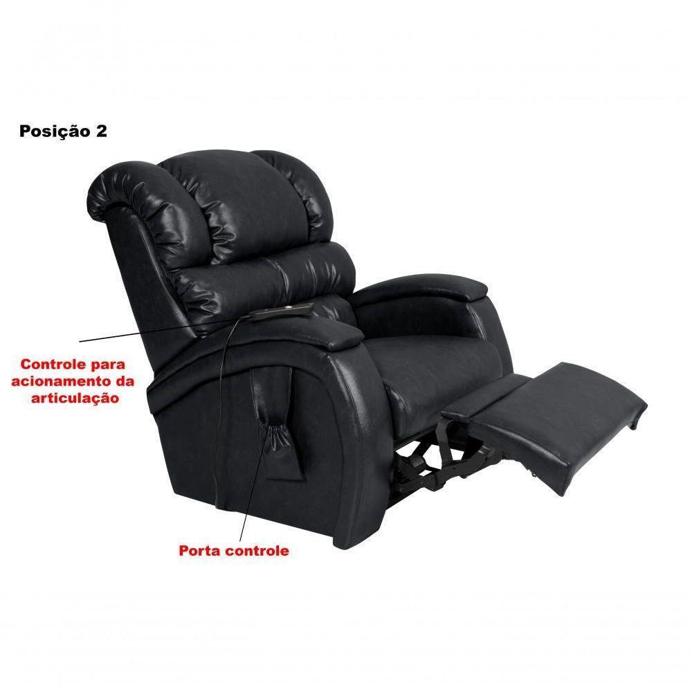 Poltrona Cadeira Reclinável Imperial Motorizada Massageadora Com Lift Courissimo Preto - 2