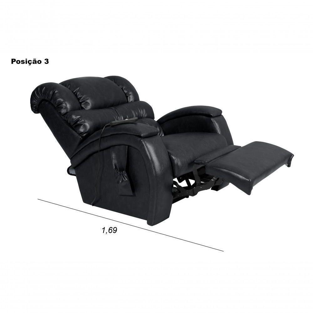 Poltrona Cadeira Reclinável Imperial Motorizada Massageadora Com Lift Courissimo Preto - 8