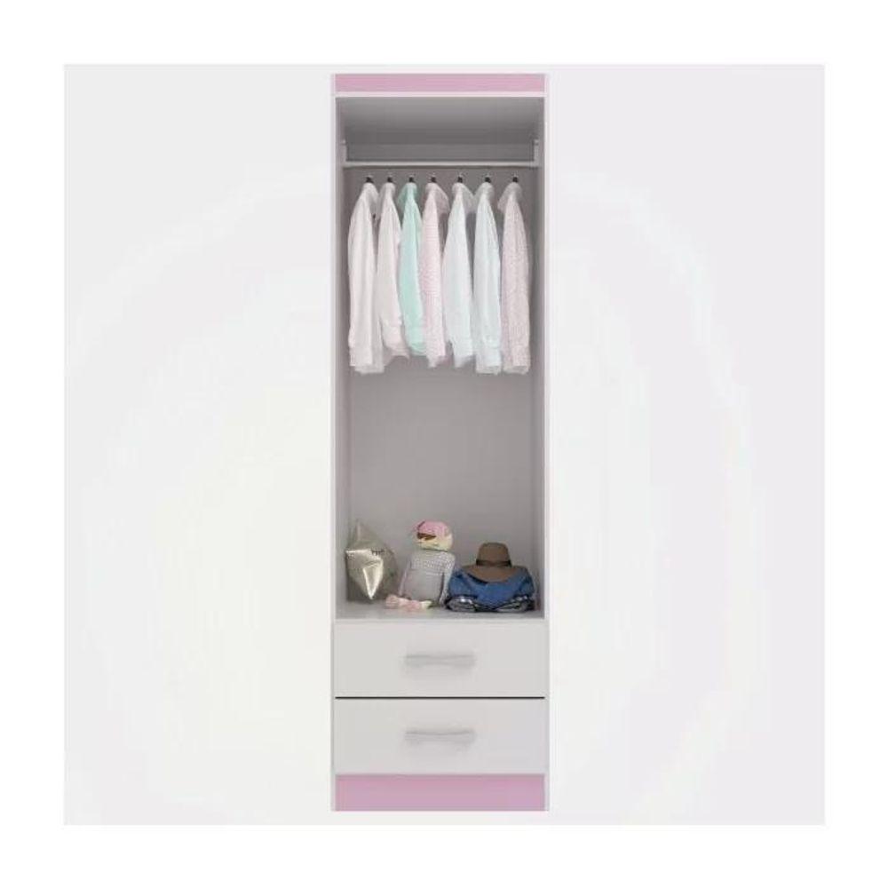 Guarda-roupa Infantil 2 Portas 2 Gavetas Atalaia - Branco - Rosa Branco - Rosa - 2