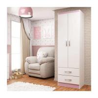 Guarda-roupa Infantil 2 Portas 2 Gavetas Atalaia - Branco - Rosa Branco - Rosa - 1