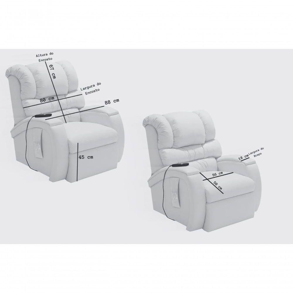 Poltrona Cadeira Reclinável Imperial Para Idoso Motorizada Courissimo Com Massageador Gravidade Zero Preto - 4