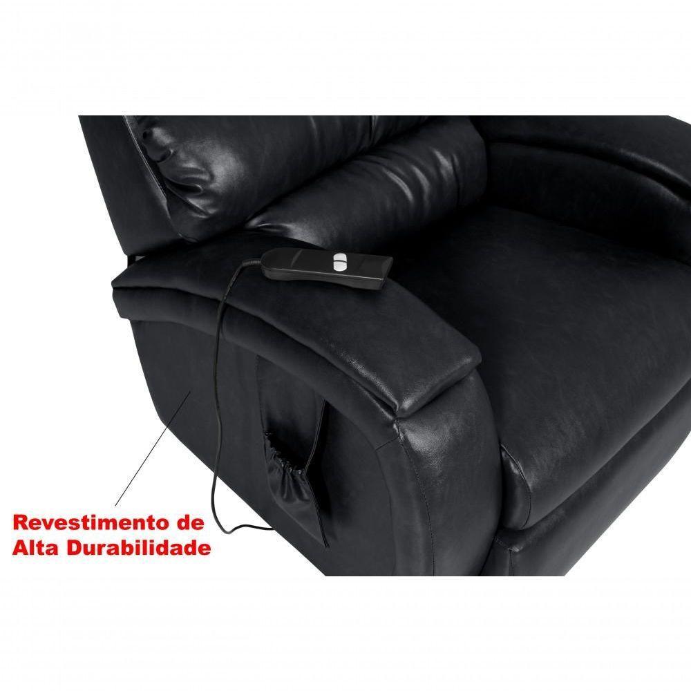 Poltrona Cadeira Reclinável Imperial Para Idoso Motorizada Courissimo Com Massageador Gravidade Zero Preto - 6