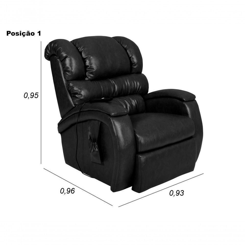 Poltrona Cadeira Reclinável Imperial Para Idoso Motorizada Courissimo Com Massageador Gravidade Zero Preto - 10
