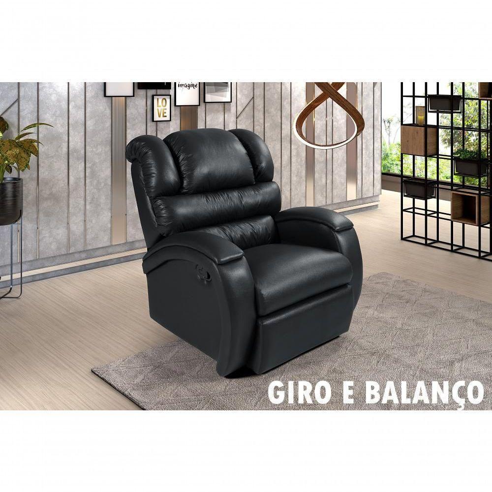 Poltrona Cadeira Reclinável Imperial Zero Wall Massageadora Com Balanço E Giro Corano Império Estofados Preto - 5