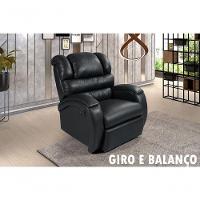 Poltrona Cadeira Reclinável Imperial Zero Wall Massageadora Com Balanço E Giro Corano Império Estofados Preto - 5