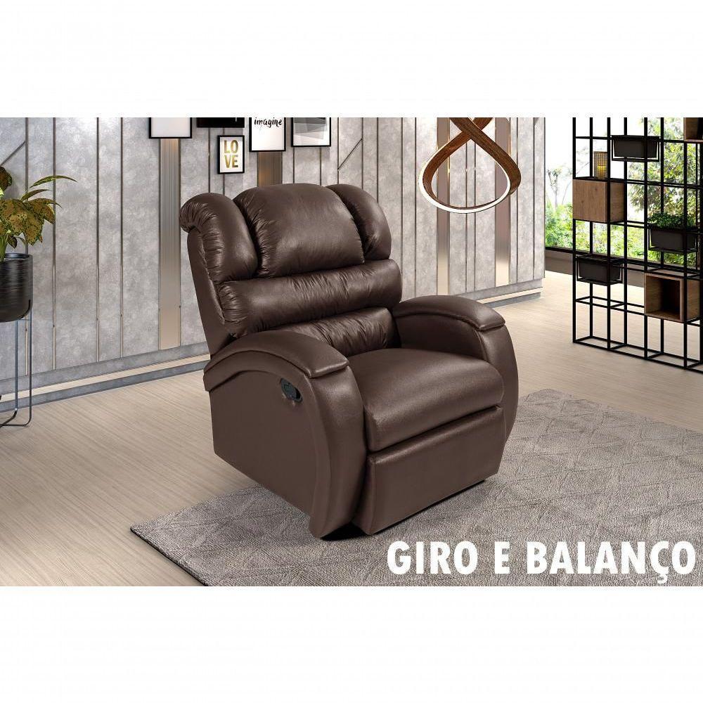 Poltrona Cadeira Reclinável Imperial Zero Wall Massageadora Com Balanço E Giro Corano Império Estofados Marrom - 5