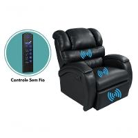 Poltrona Cadeira Reclinável Imperial Zero Wall Massageadora Com Balanço E Giro Corano Império Estofados Marrom