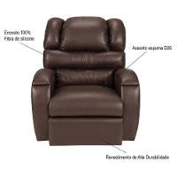 Poltrona Cadeira Reclinável Imperial Zero Wall Massageadora Com Balanço E Giro Corano Império Estofados Marrom - 7
