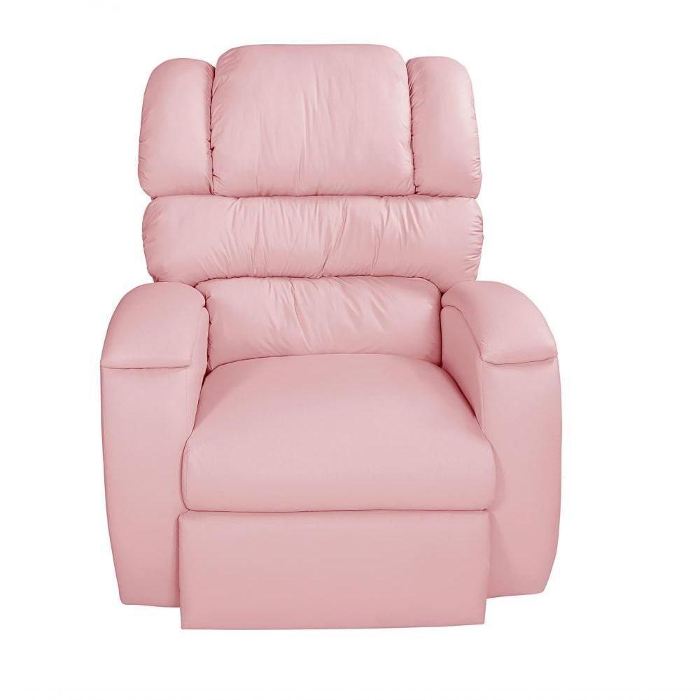 Poltrona Cadeira Reclinável Imperial Zero Wall Massageadora Com Balanço E Giro Corano Império Estofados Rosa - 1