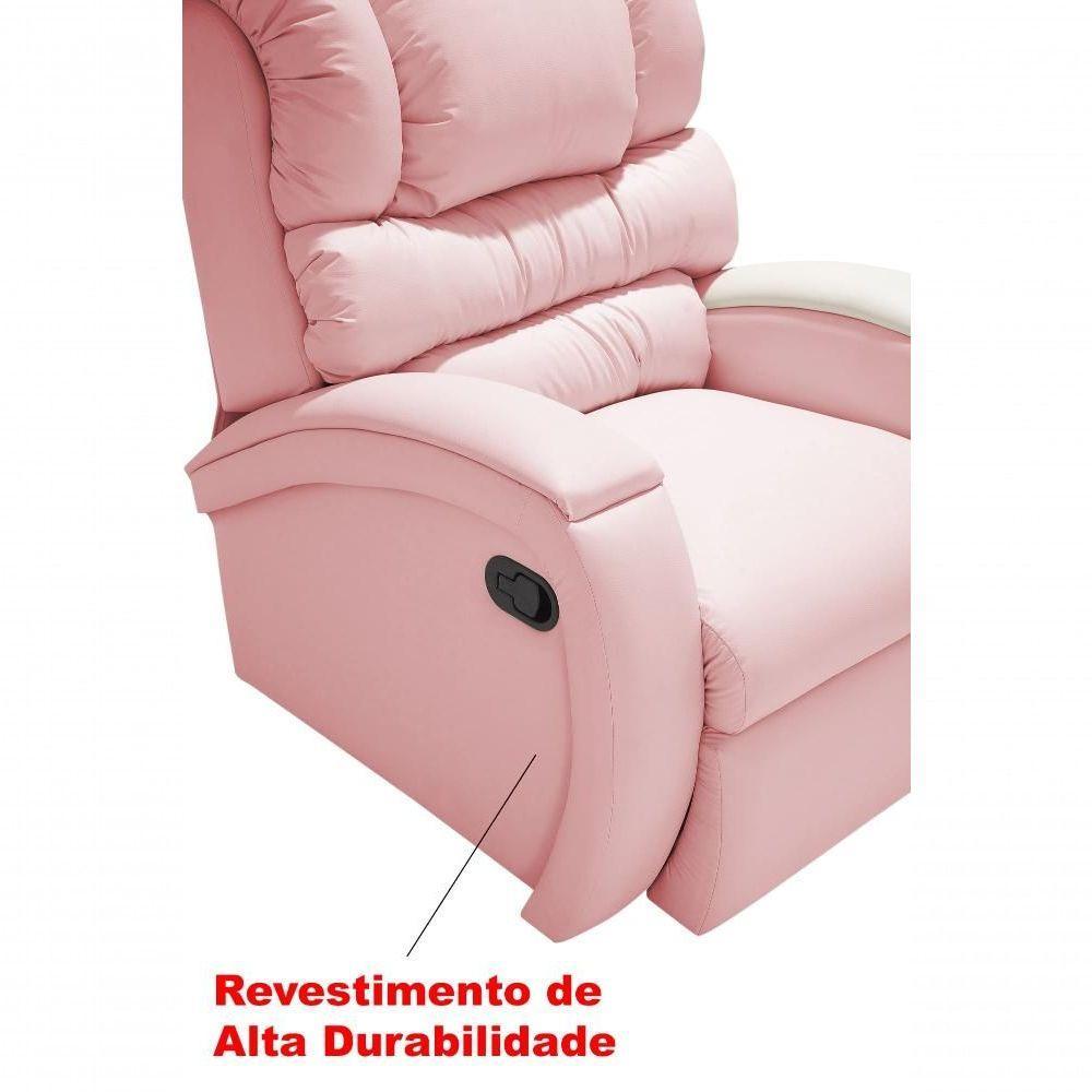 Poltrona Cadeira Reclinável Imperial Zero Wall Massageadora Com Balanço E Giro Corano Império Estofados Rosa - 7