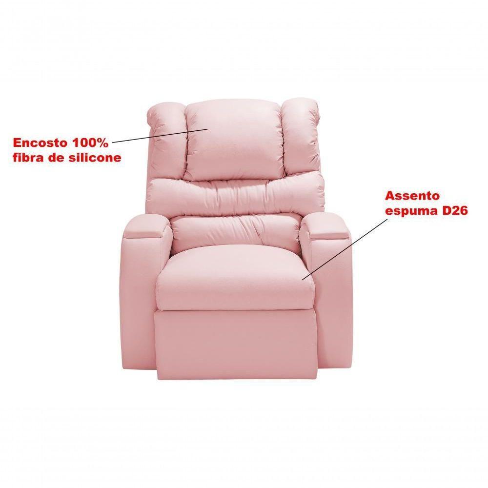 Poltrona Cadeira Reclinável Imperial Zero Wall Massageadora Com Balanço E Giro Corano Império Estofados Rosa - 8