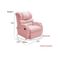 Poltrona Cadeira Reclinável Imperial Zero Wall Massageadora Com Balanço E Giro Corano Império Estofados Rosa - 2