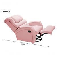 Poltrona Cadeira Reclinável Imperial Zero Wall Massageadora Com Balanço E Giro Corano Império Estofados Rosa - 6