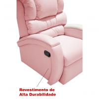 Poltrona Cadeira Reclinável Imperial Zero Wall Massageadora Com Balanço E Giro Corano Império Estofados Rosa - 7