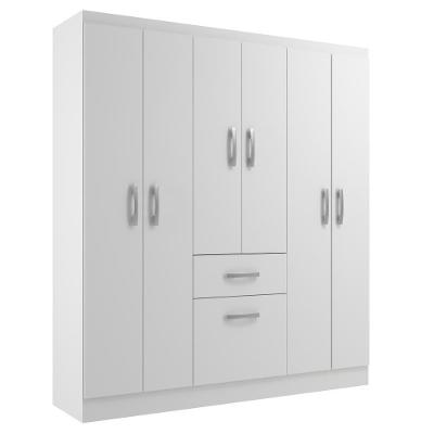 Guarda Roupa Casal New Marbella 7 Portas Bater e Basculante 1 Gaveta Branco MDP