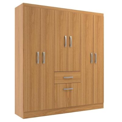Guarda Roupa Casal New Marbella 7 Portas 1 Gaveta Cinnamomo MDP Evidência Móveis