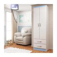 Guarda-roupa Infantil 2 Portas 2 Gavetas Atalaia - Branco - Azul Branco - Azul - 1