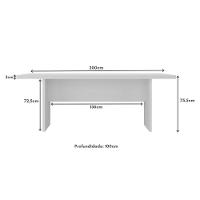 Mesa De Escritório 200cm Para Reunião Com Tampo 30mm Multimóveis CR25281 Branco
