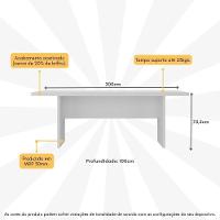 Mesa De Escritório 200cm Para Reunião Com Tampo 30mm Multimóveis CR25281 Branco - 5
