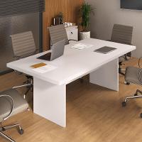 Mesa De Escritório 200cm Para Reunião Com Tampo 30mm Multimóveis CR25281 Branco - 6