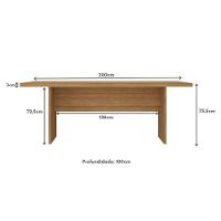 Mesa De Escritório 200cm Para Reunião Com Tampo 30mm Multimóveis CR25281 Amêndoa