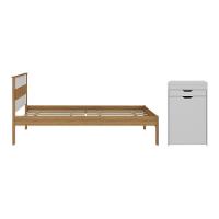 Cama De Solteiro Para Colchão 88 X 188 Cm Com Penteadeira 54cm E Puff Multimóveis CR40121 Amêndoa/branco - 2