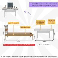 Cama De Solteiro Para Colchão 88 X 188 Cm Com Penteadeira 131,5cm Multimóveis CR35247 Amêndoa/branco - 5