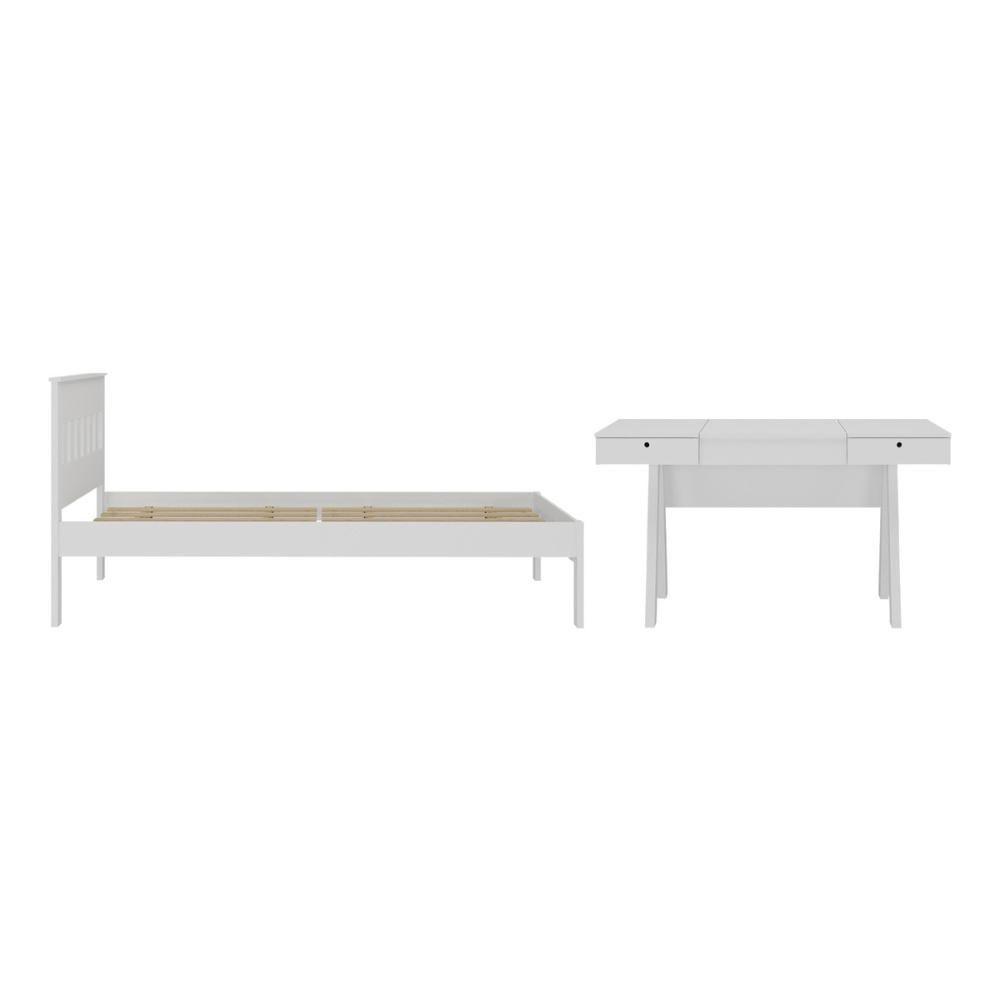 Cama De Solteiro Para Colchão 88 X 188 Cm Com Penteadeira 131,5cm Multimóveis CR35247 Branco - 2