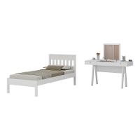 Cama De Solteiro Para Colchão 88 X 188 Cm Com Penteadeira 131,5cm Multimóveis CR35247 Branco - 1