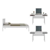 Cama De Solteiro Para Colchão 88 X 188 Cm Com Penteadeira 131,5cm Multimóveis CR35247 Branco - 3