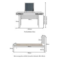 Cama De Solteiro Para Colchão 88 X 188 Cm Com Penteadeira 131,5cm Multimóveis CR35247 Branco